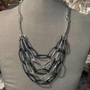 Premier Designs Black and Silver Multi-Layer Necklace